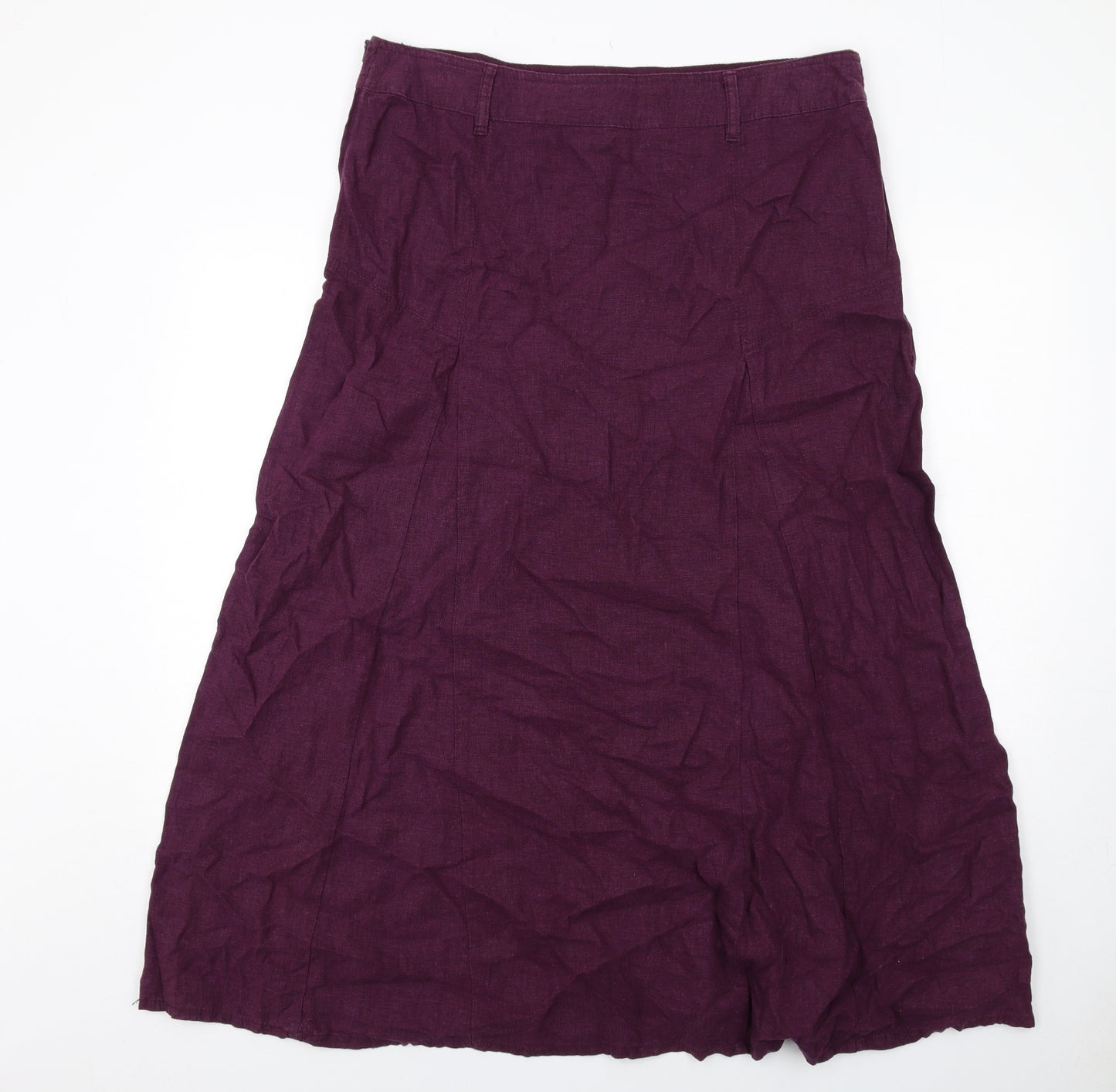 NEXT Womens Purple Linen A-Line Skirt Size 16 Zip