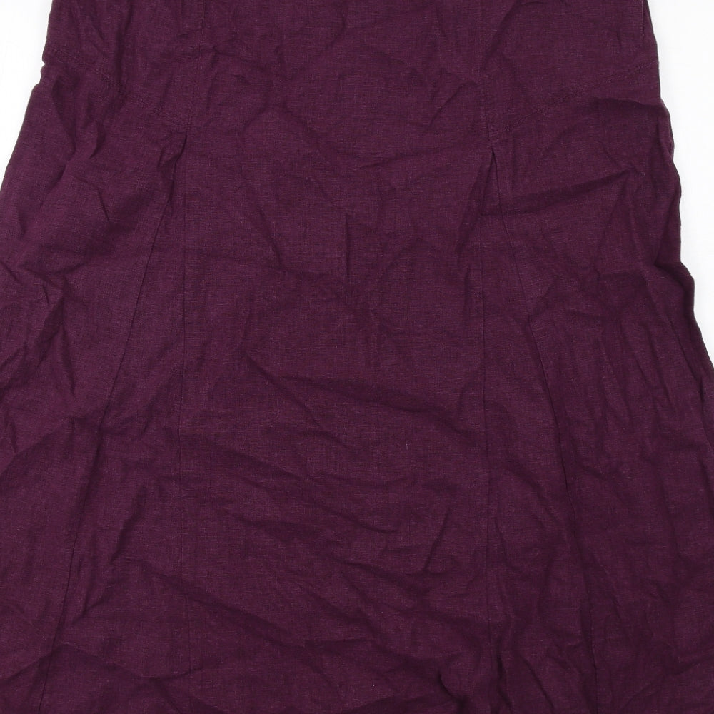 NEXT Womens Purple Linen A-Line Skirt Size 16 Zip