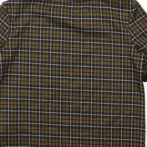 Zara Womens Black Plaid Polyester Basic Blouse Size S Boat Neck