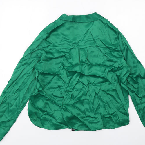 NEXT Womens Green Viscose Basic Blouse Size 16 Collared - Lace Detail