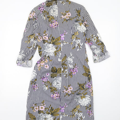 Warehouse Womens Multicoloured Floral Cotton Shirt Dress Size 10 Collared Button