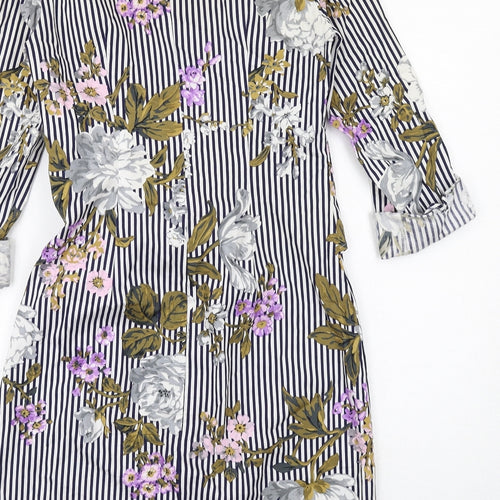 Warehouse Womens Multicoloured Floral Cotton Shirt Dress Size 10 Collared Button