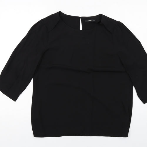 Oasis Womens Black Polyester Basic Blouse Size 14 Boat Neck