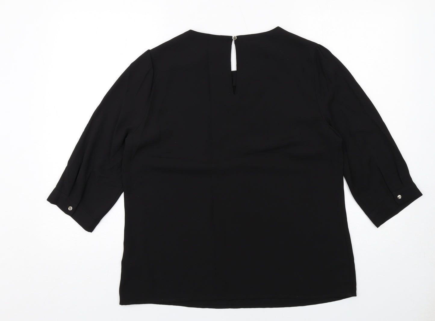 Oasis Womens Black Polyester Basic Blouse Size 14 Boat Neck