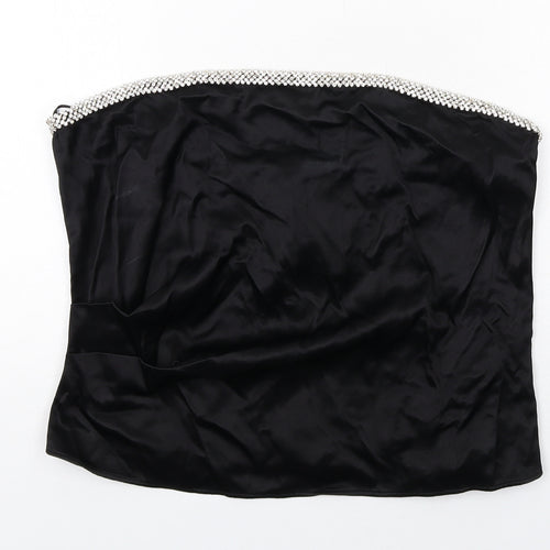Zara Womens Black Viscose Cropped Blouse Size 2XL Square Neck - Strapless