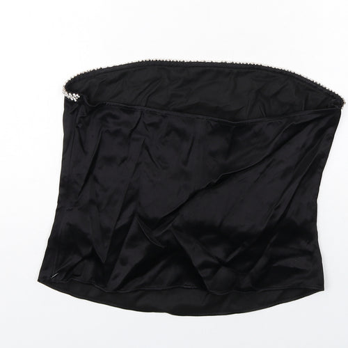 Zara Womens Black Viscose Cropped Blouse Size 2XL Square Neck - Strapless