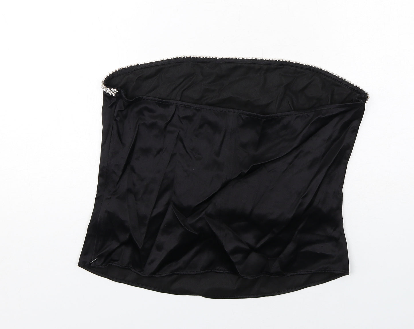 Zara Womens Black Viscose Cropped Blouse Size 2XL Square Neck - Strapless