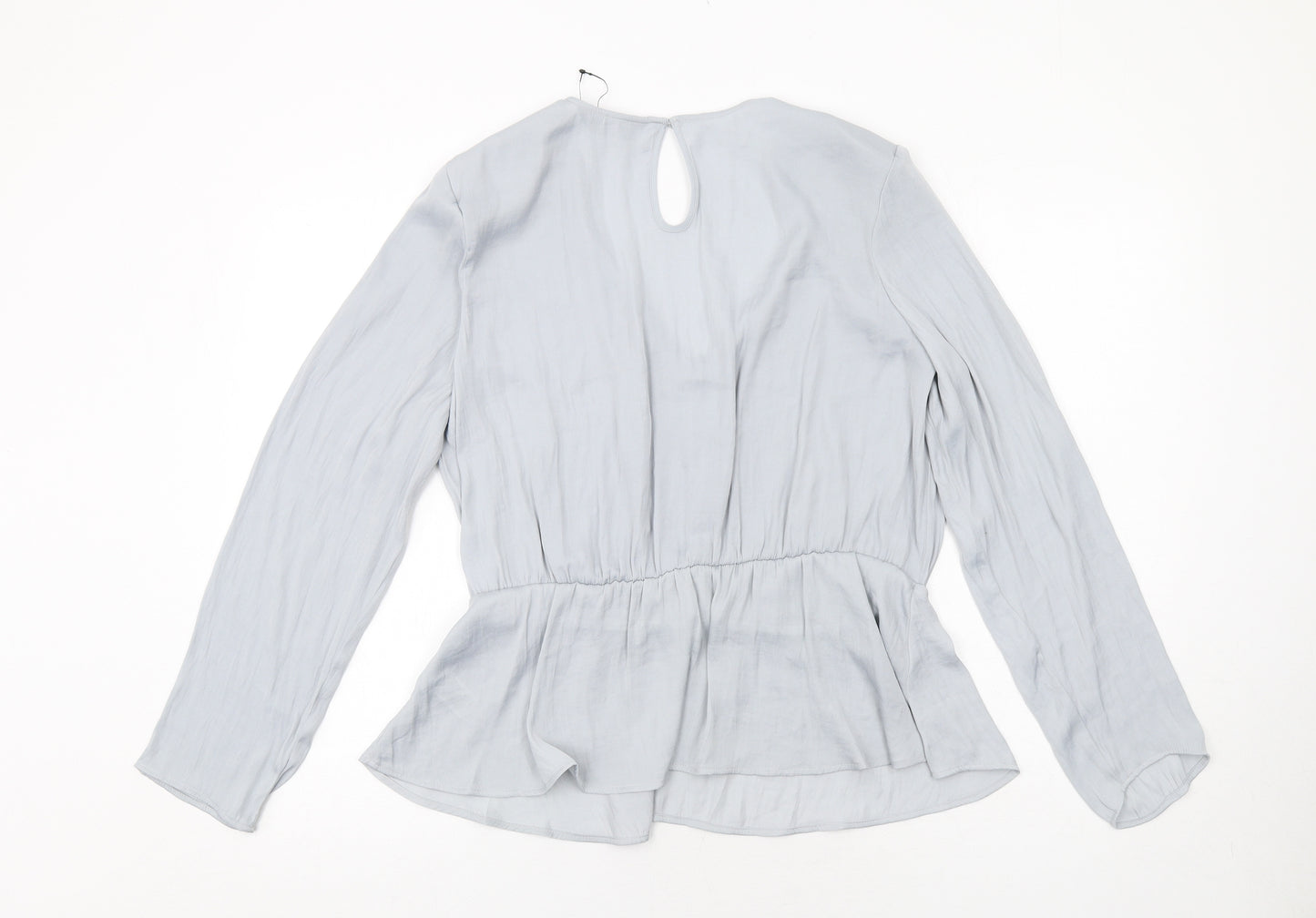 Marks and Spencer Womens Grey Polyester Basic Blouse Size 16 V-Neck - Peplum