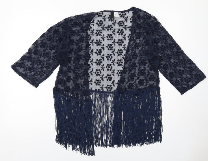 H&M Womens Blue Polyamide Kimono Blouse Size S V-Neck