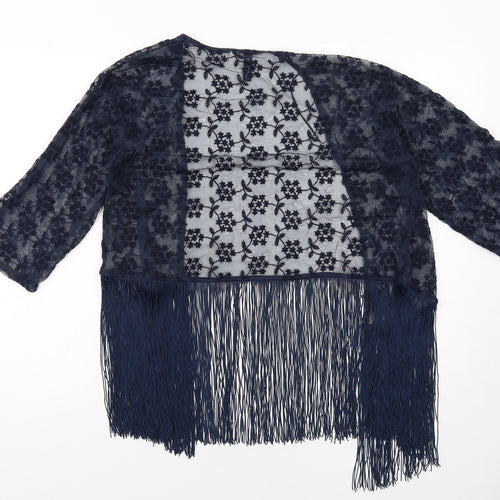 H&M Womens Blue Polyamide Kimono Blouse Size S V-Neck