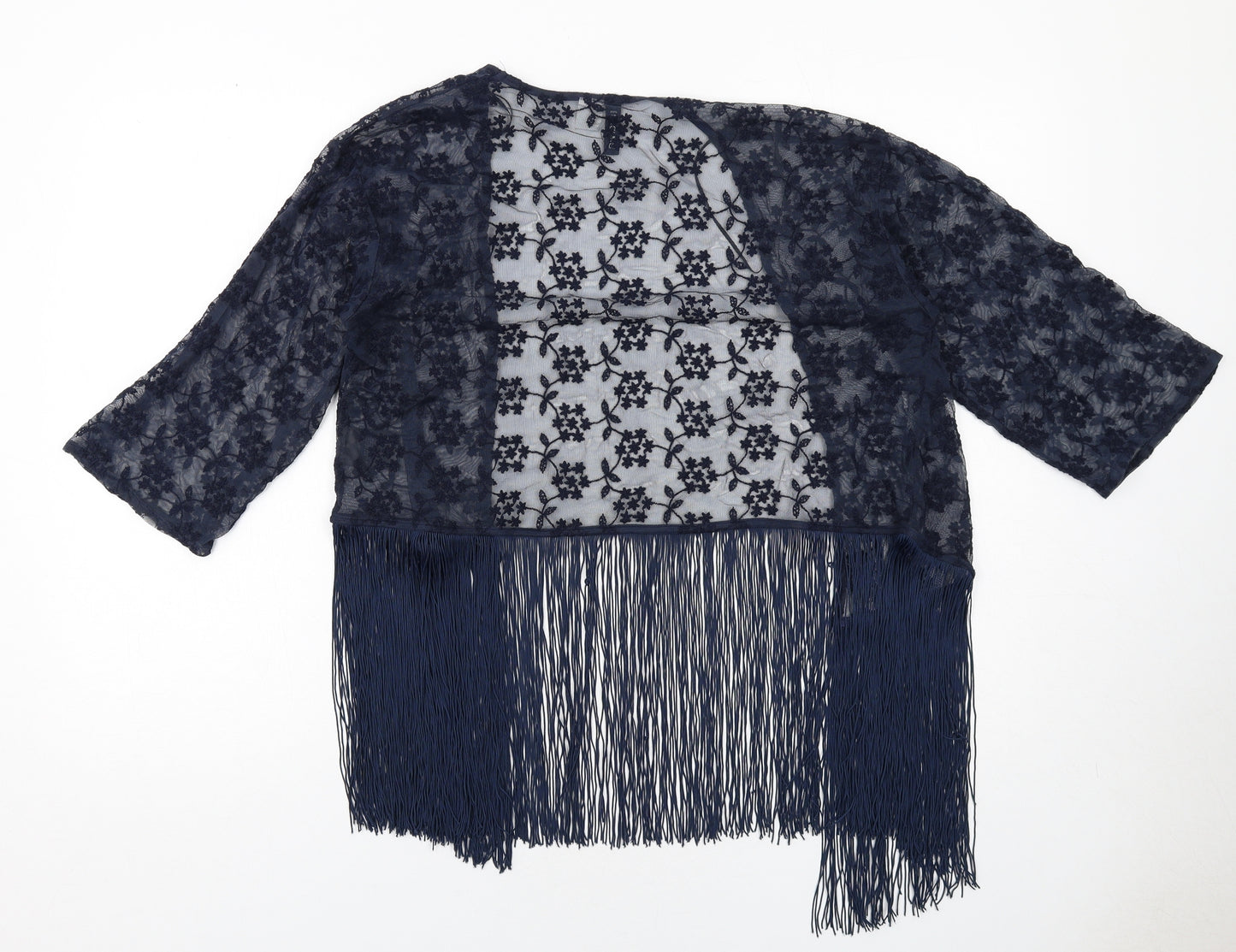 H&M Womens Blue Polyamide Kimono Blouse Size S V-Neck