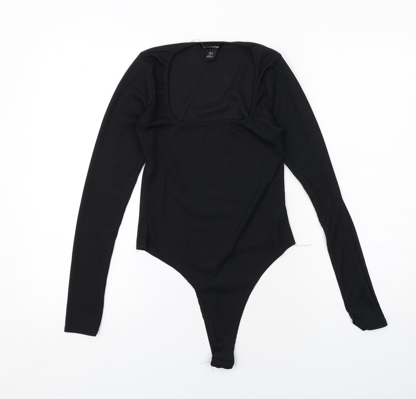 PRETTYLITTLETHING Womens Black Polyester Bodysuit One-Piece Size 8 Snap