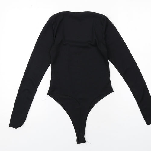 PRETTYLITTLETHING Womens Black Polyester Bodysuit One-Piece Size 8 Snap