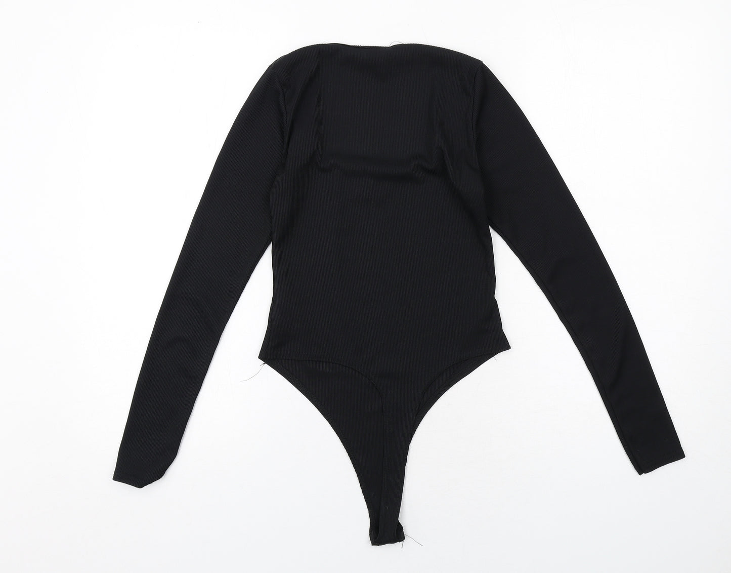 PRETTYLITTLETHING Womens Black Polyester Bodysuit One-Piece Size 8 Snap