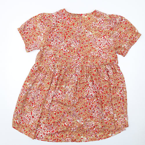 Yours Womens Red Floral Polyester A-Line Size 20 Round Neck Button