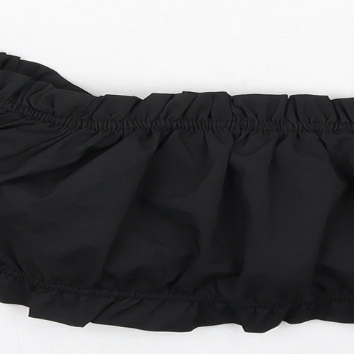 PRETTYLITTLETHING Womens Black Polyester Cropped Blouse Size 10 Off the Shoulder - Tie Front Detail