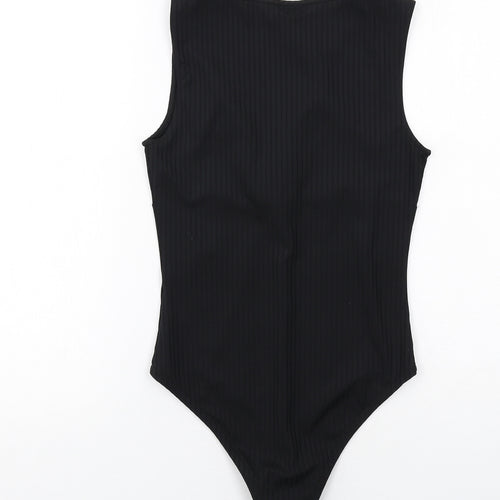 H&M Womens Black Polyester Bodysuit One-Piece Size S Snap