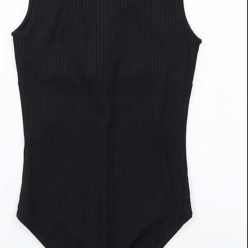 H&M Womens Black Polyester Bodysuit One-Piece Size S Snap