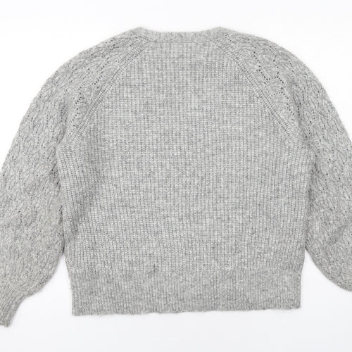 Marks and Spencer Womens Grey V-Neck Acrylic Pullover Jumper Size 12