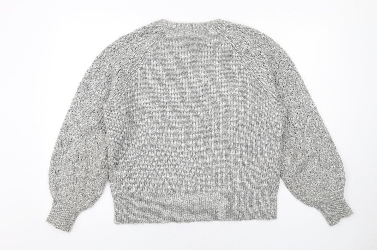 Marks and Spencer Womens Grey V-Neck Acrylic Pullover Jumper Size 12