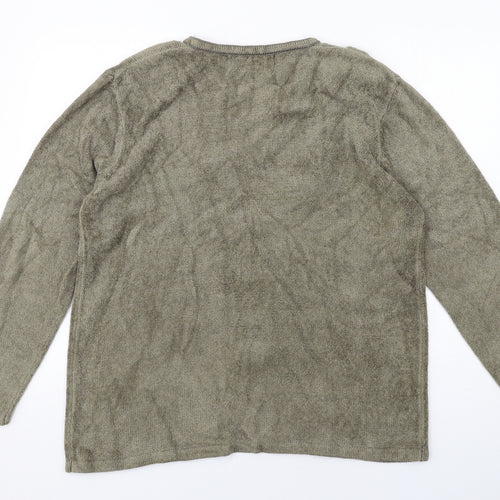 Roman Womens Green Round Neck Acrylic Cardigan Jumper Size M