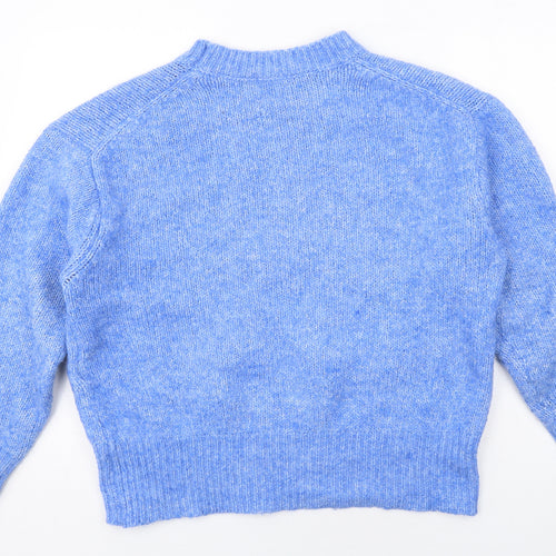 Zara Womens Blue Round Neck Acrylic Pullover Jumper Size S