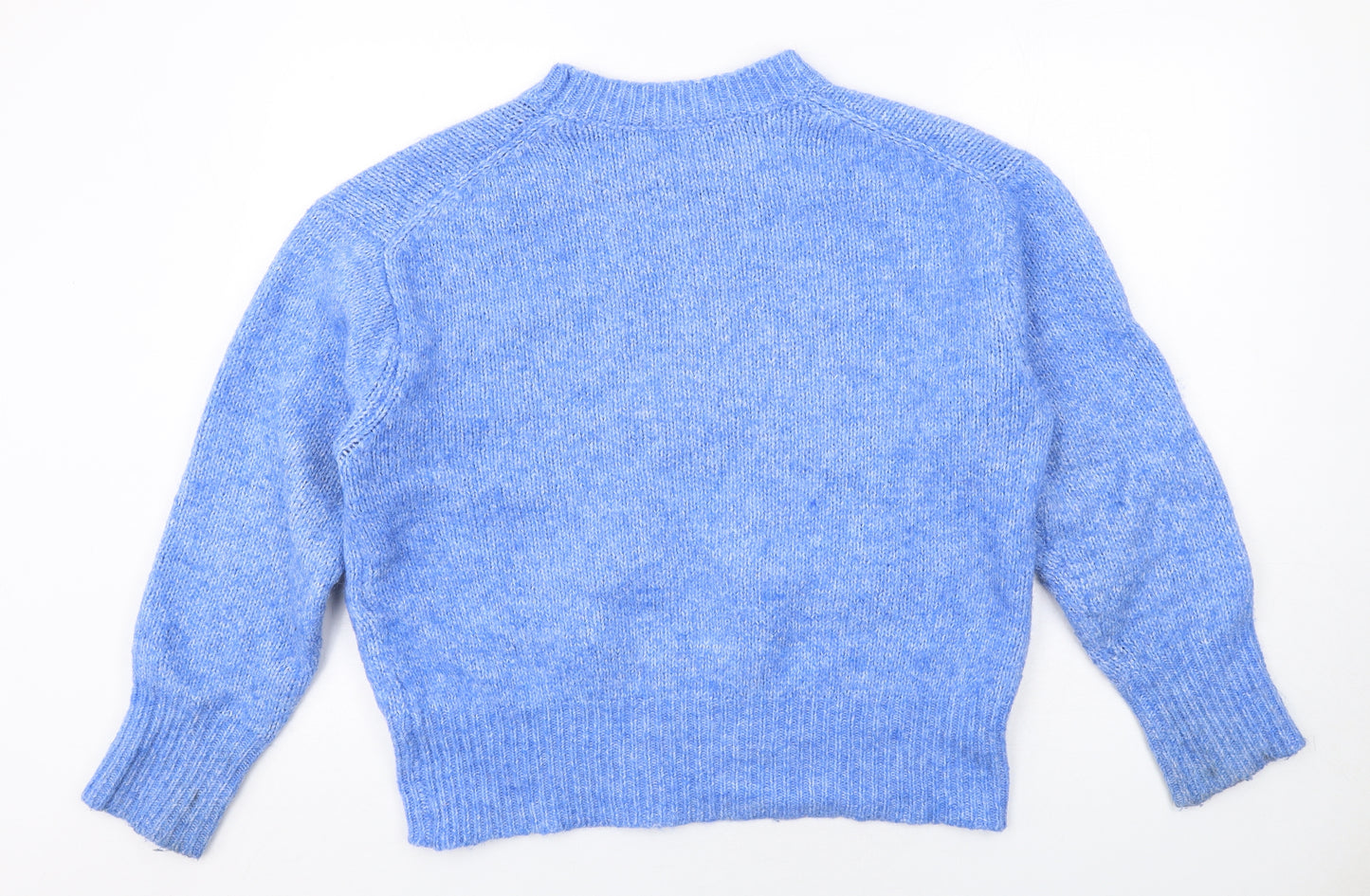 Zara Womens Blue Round Neck Acrylic Pullover Jumper Size S