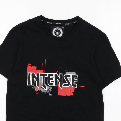 INTENSE Mens Black Cotton T-Shirt Size S Crew Neck
