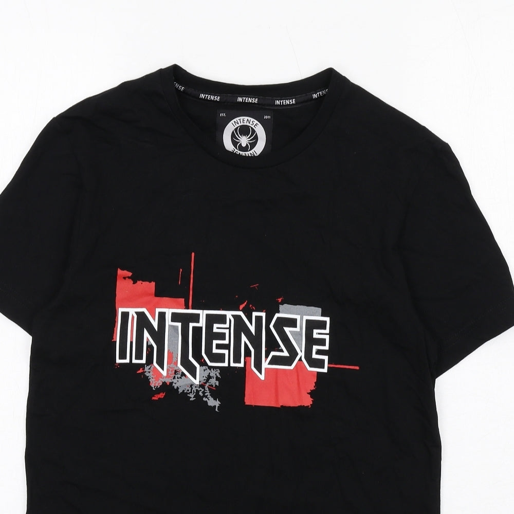 INTENSE Mens Black Cotton T-Shirt Size S Crew Neck