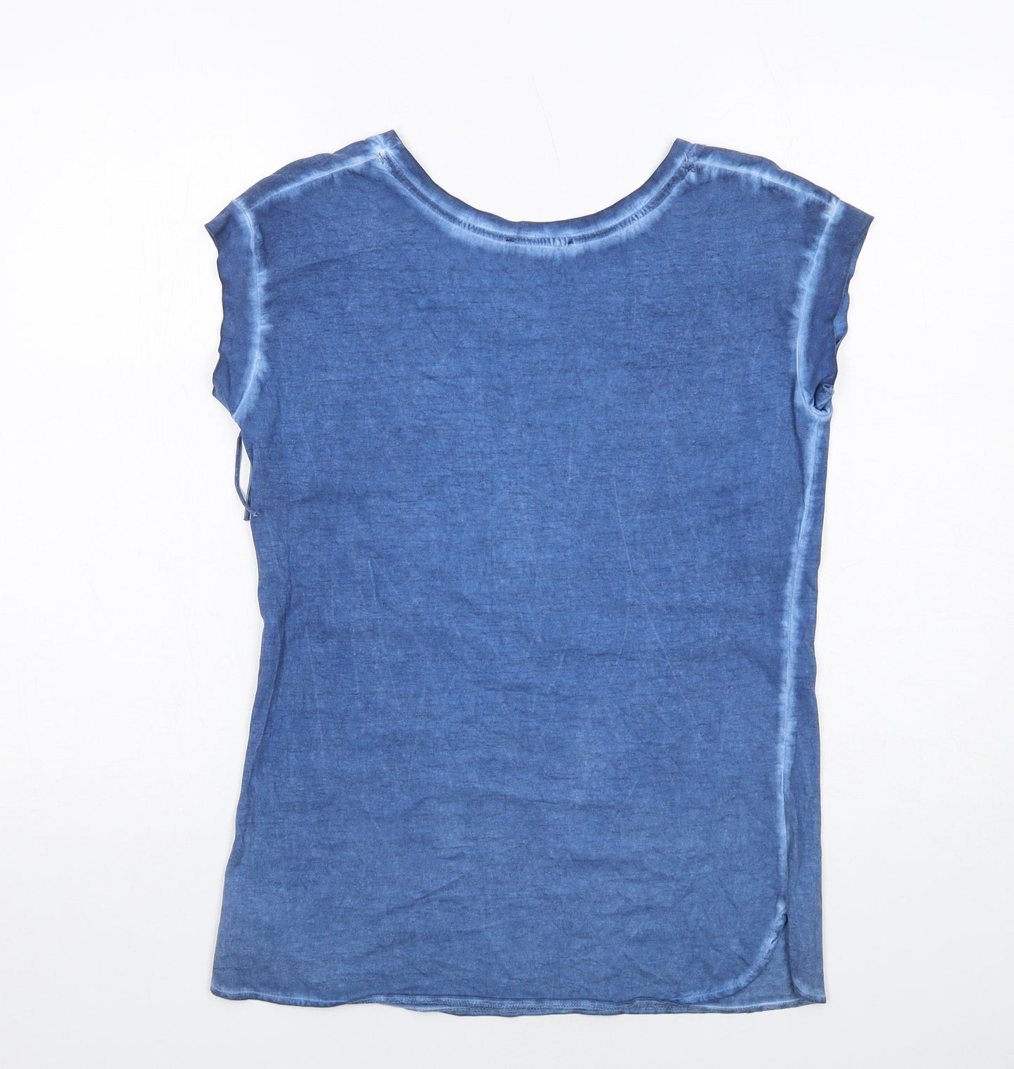 Klass Womens Blue Cotton Basic T-Shirt Size S Boat Neck