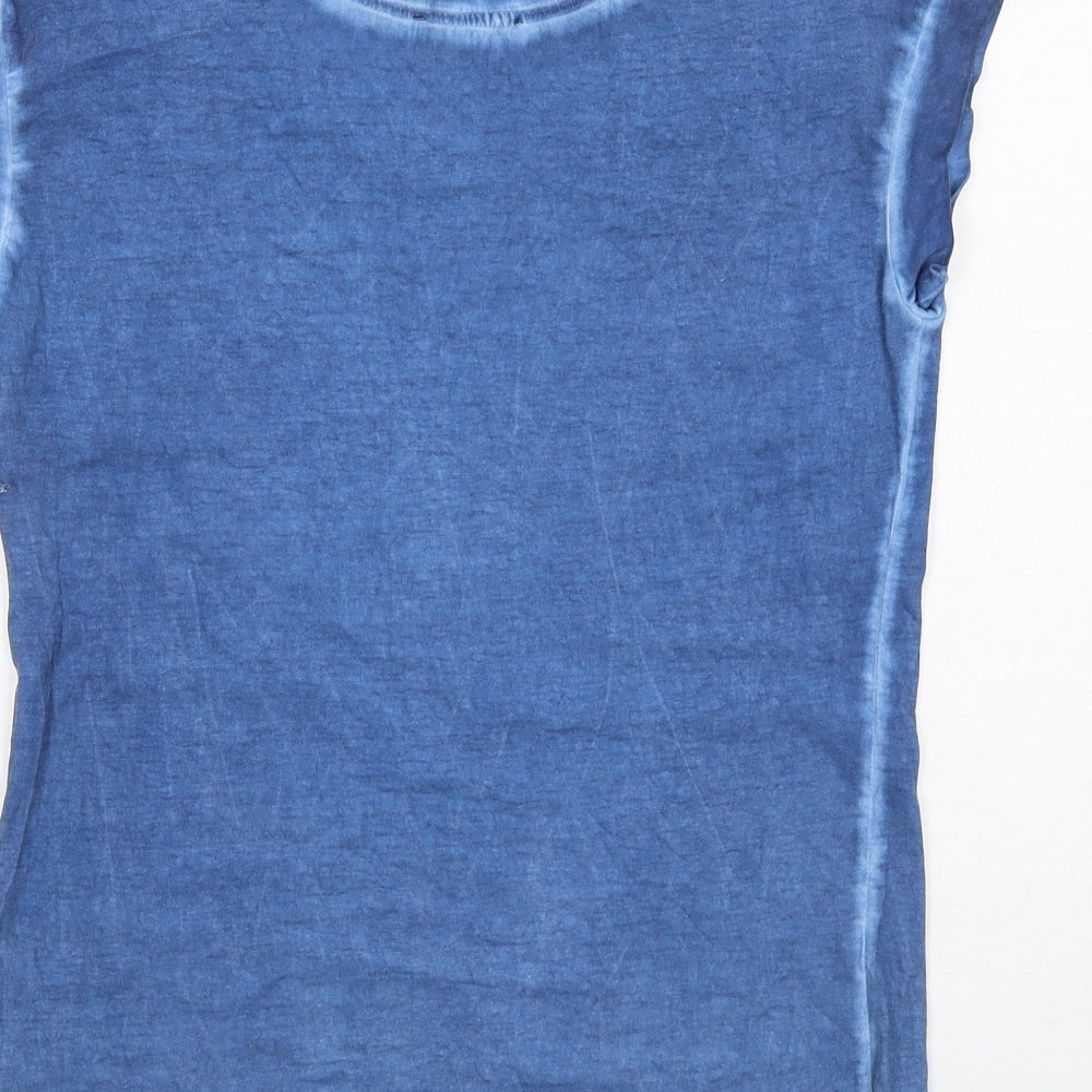 Klass Womens Blue Cotton Basic T-Shirt Size S Boat Neck