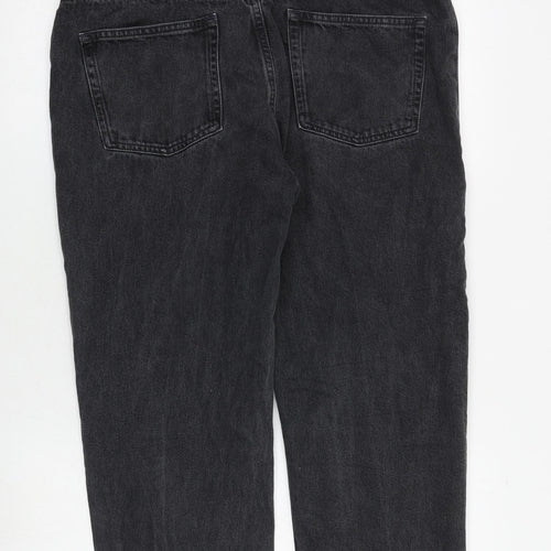 ASOS Womens Grey Cotton Mom Jeans Size 14 Regular Zip