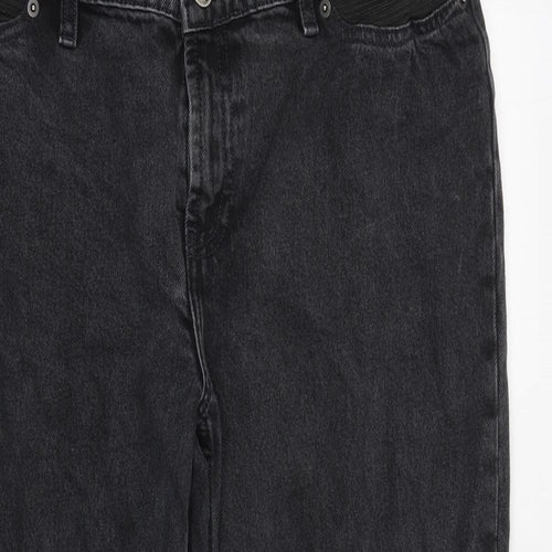 ASOS Womens Grey Cotton Mom Jeans Size 14 Regular Zip