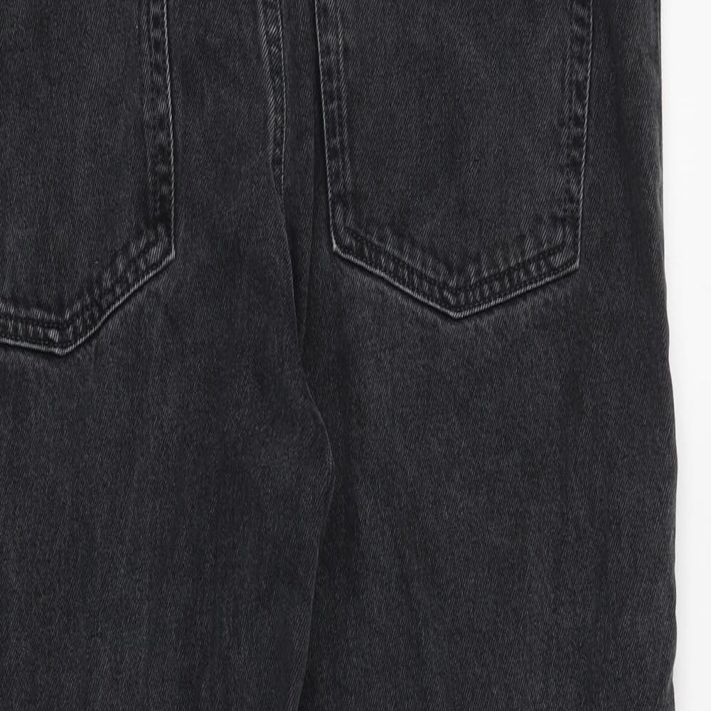 ASOS Womens Grey Cotton Mom Jeans Size 14 Regular Zip