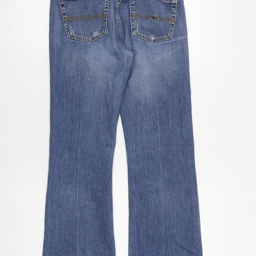Tommy Hilfiger Womens Blue Cotton Bootcut Jeans Size S Regular Zip - Distressed Hems