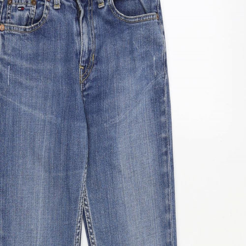 Tommy Hilfiger Womens Blue Cotton Bootcut Jeans Size S Regular Zip - Distressed Hems