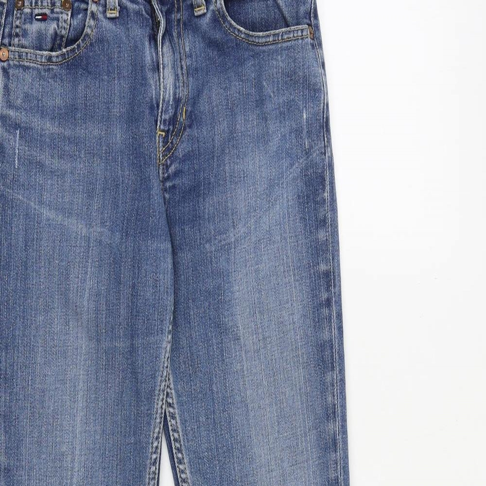 Tommy Hilfiger Womens Blue Cotton Bootcut Jeans Size S Regular Zip - Distressed Hems
