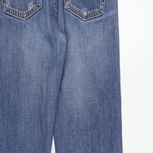 Tommy Hilfiger Womens Blue Cotton Bootcut Jeans Size S Regular Zip - Distressed Hems