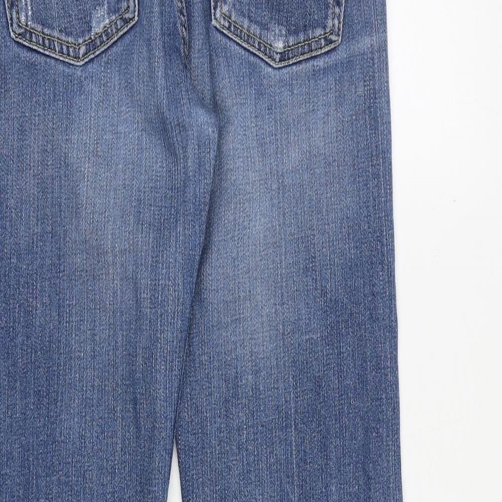 Tommy Hilfiger Womens Blue Cotton Bootcut Jeans Size S Regular Zip - Distressed Hems