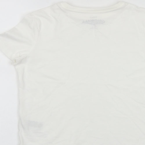 Marks and Spencer Boys White Cotton Basic T-Shirt Size 5-6 Years Round Neck Pullover