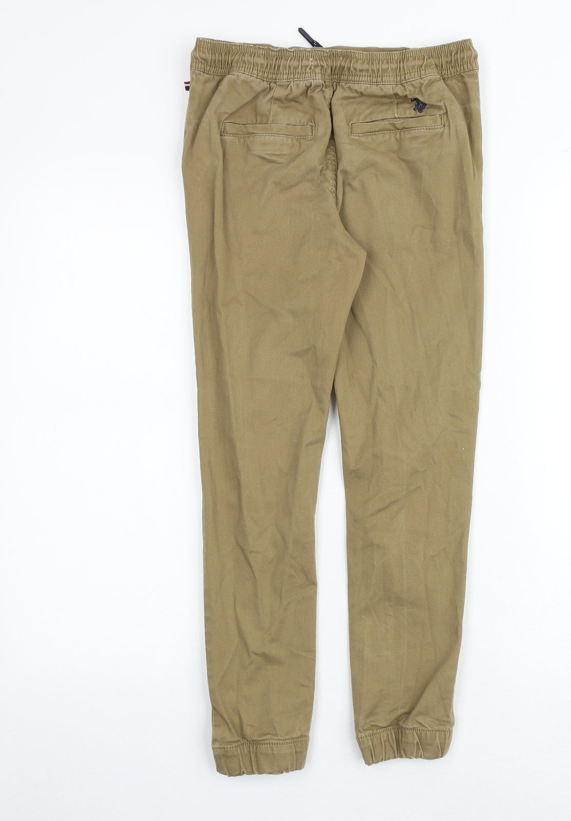 US Polo Assn. Boys Brown Cotton Jogger Trousers Size 9-10 Years Regular Drawstring
