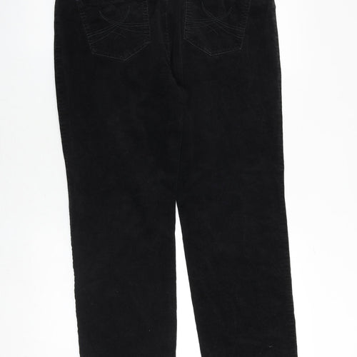 Marks and Spencer Womens Black Cotton Trousers Size 14 Regular Zip
