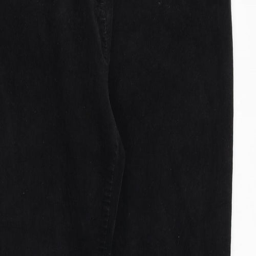 Marks and Spencer Womens Black Cotton Trousers Size 14 Regular Zip