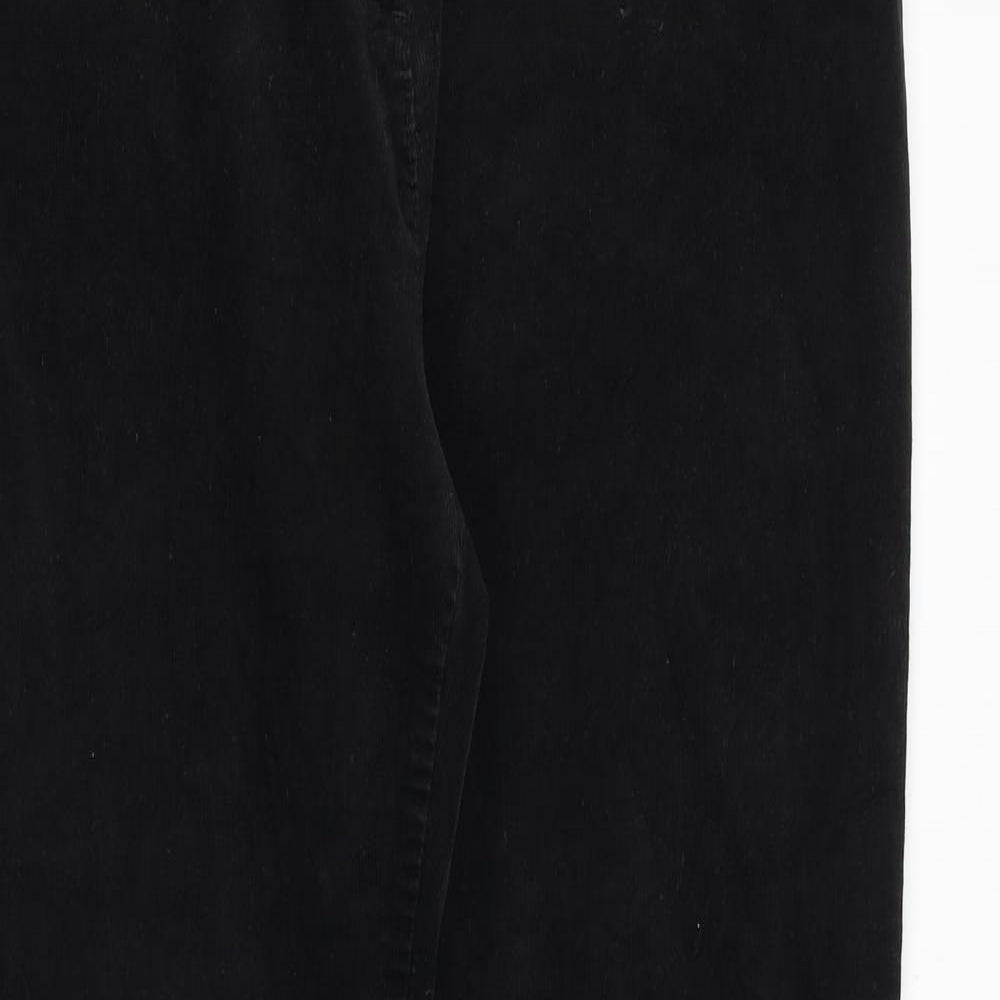 Marks and Spencer Womens Black Cotton Trousers Size 14 Regular Zip