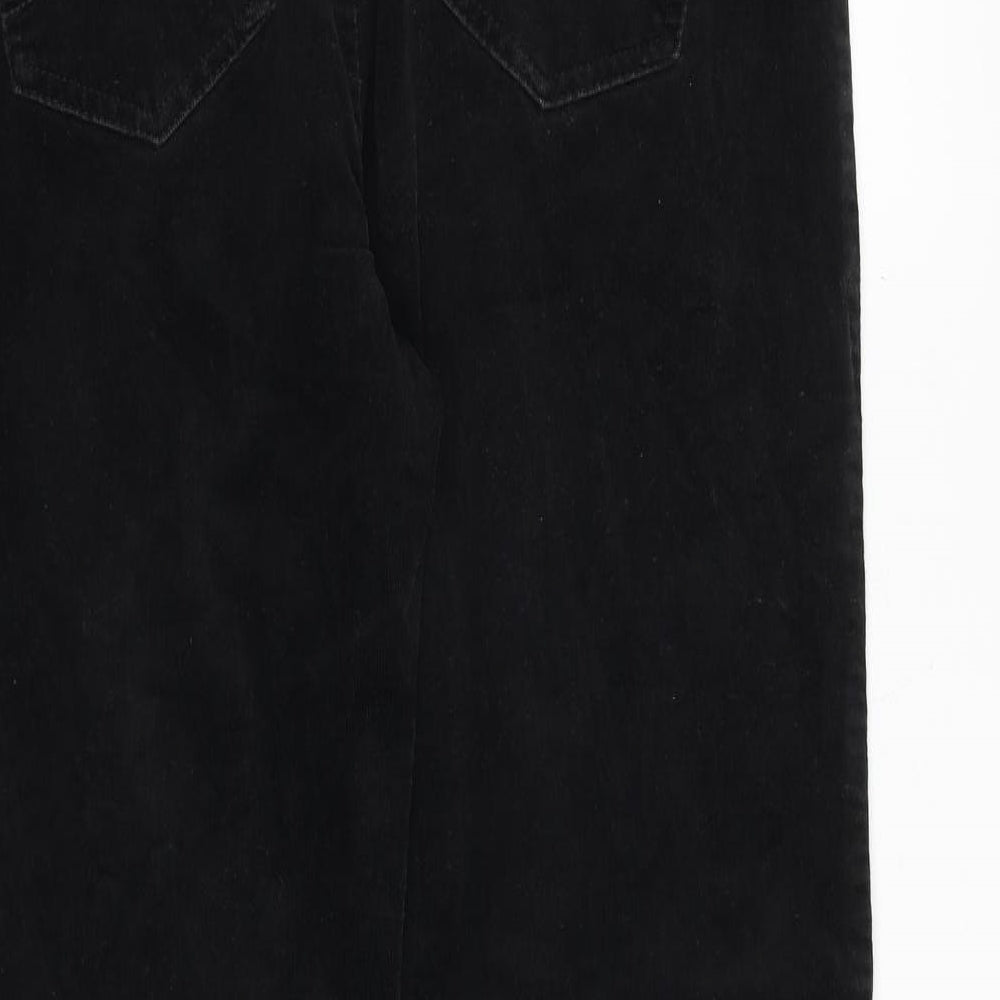 Marks and Spencer Womens Black Cotton Trousers Size 14 Regular Zip