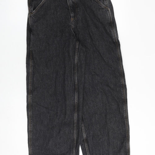 ASOS Womens Black Cotton Wide-Leg Jeans Size 30 in L32 in Regular Zip