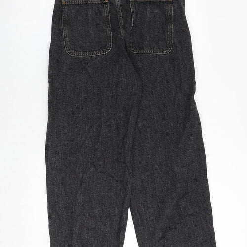 ASOS Womens Black Cotton Wide-Leg Jeans Size 30 in L32 in Regular Zip