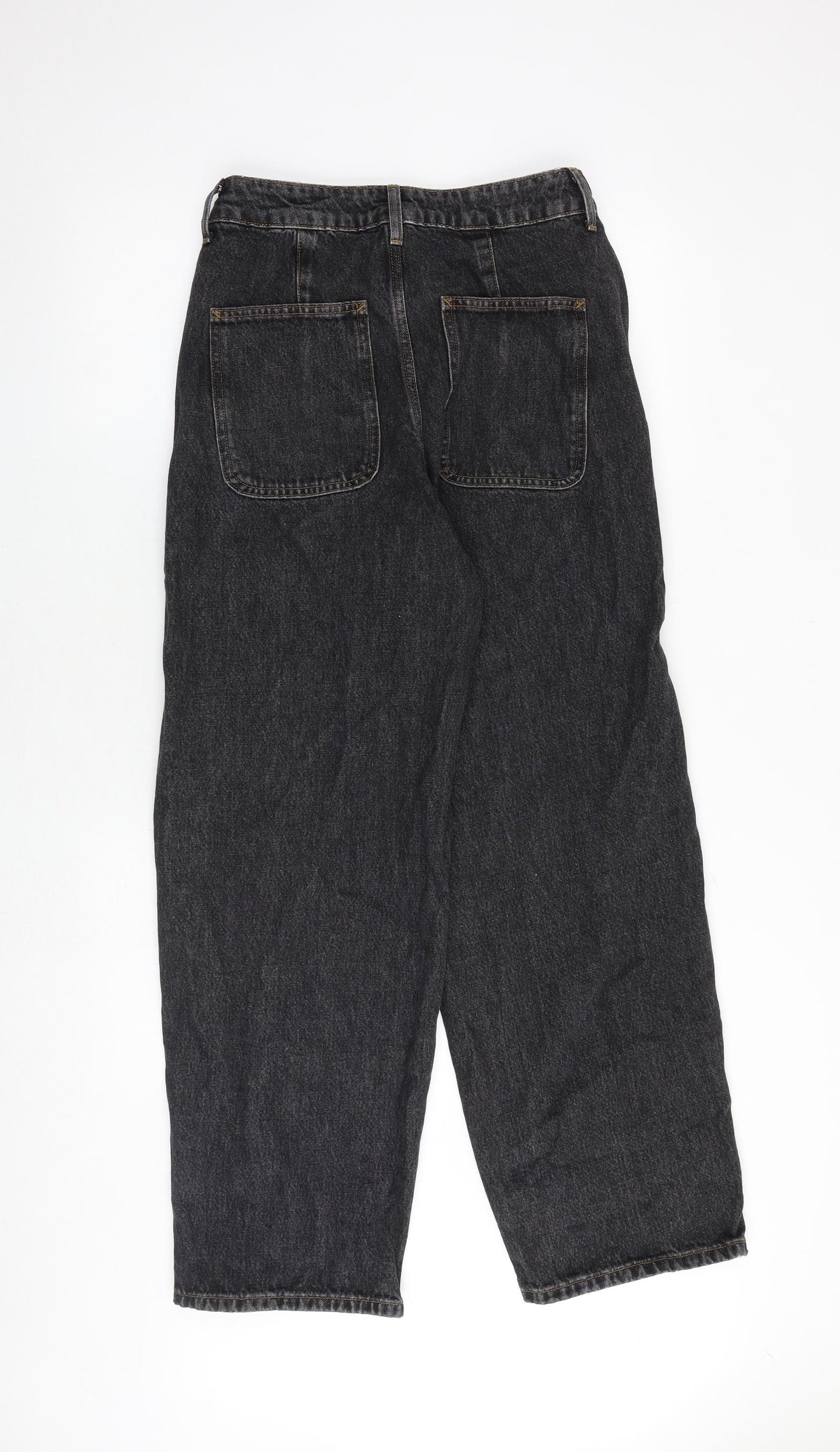ASOS Womens Black Cotton Wide-Leg Jeans Size 30 in L32 in Regular Zip