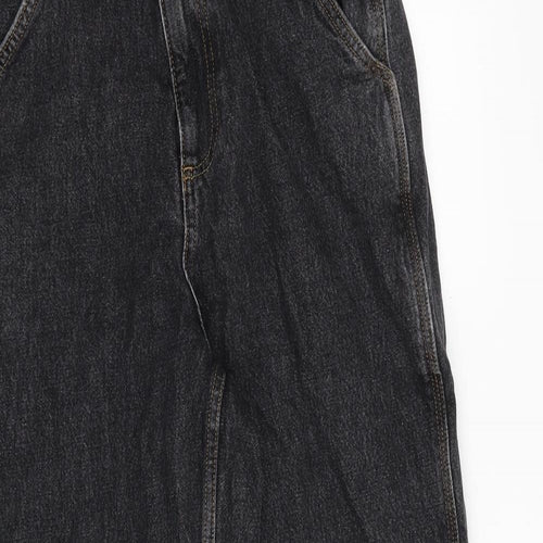 ASOS Womens Black Cotton Wide-Leg Jeans Size 30 in L32 in Regular Zip
