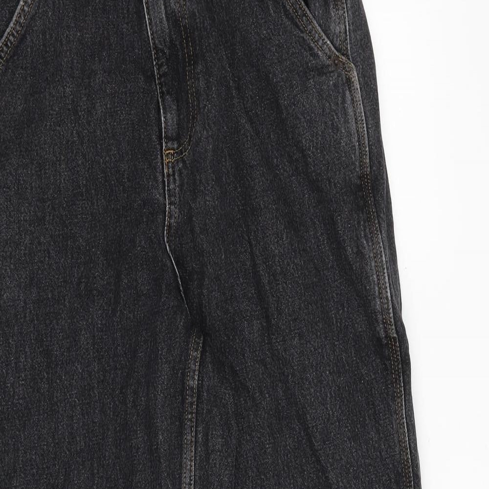 ASOS Womens Black Cotton Wide-Leg Jeans Size 30 in L32 in Regular Zip